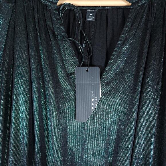 Current Air Womens Metallic Green Long Sleeve Medium Mini Dress Date Night Chic - Picture 6 of 15